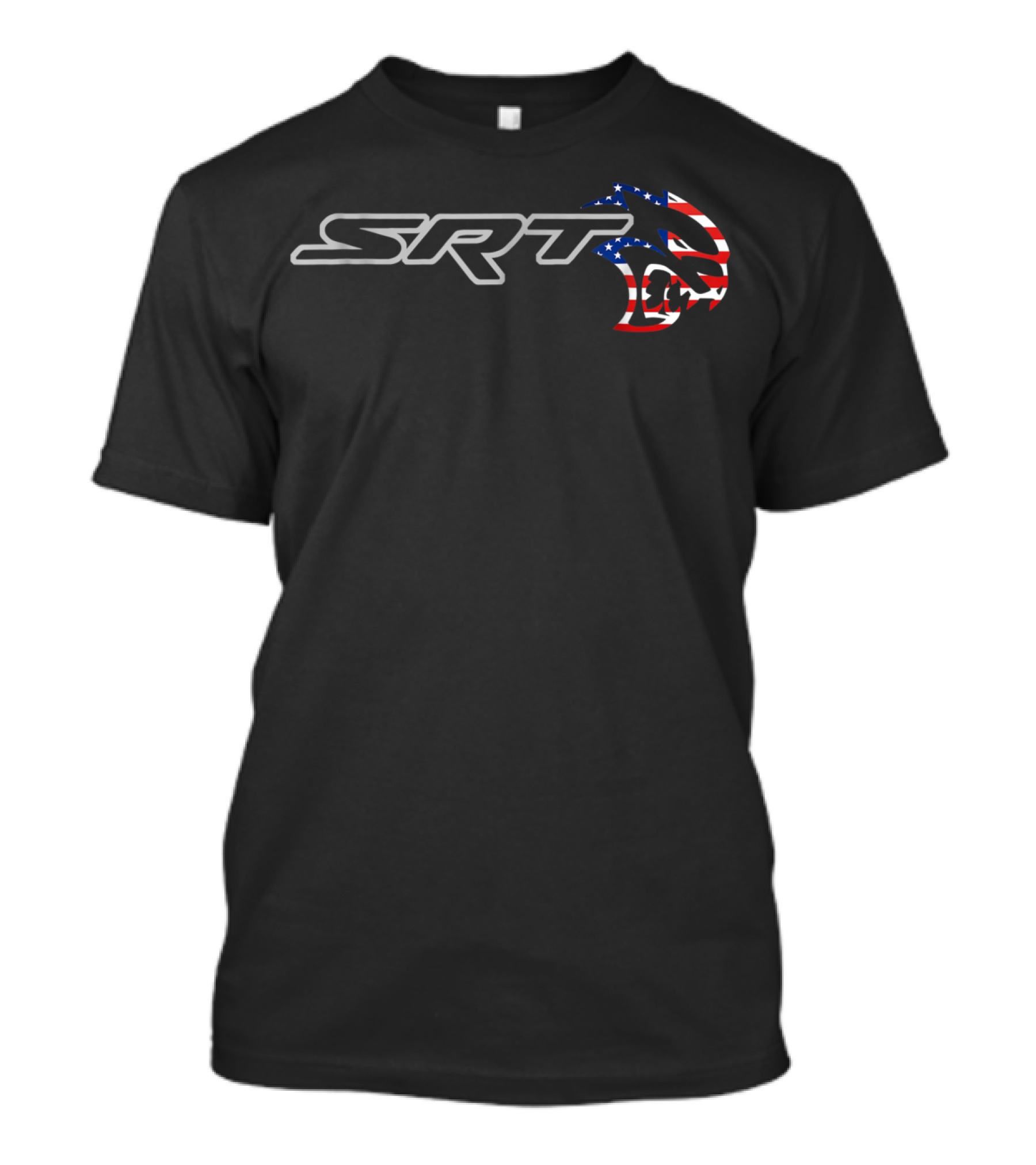 SRT Hellcat Dodge American Flag Silver US T-Shirt