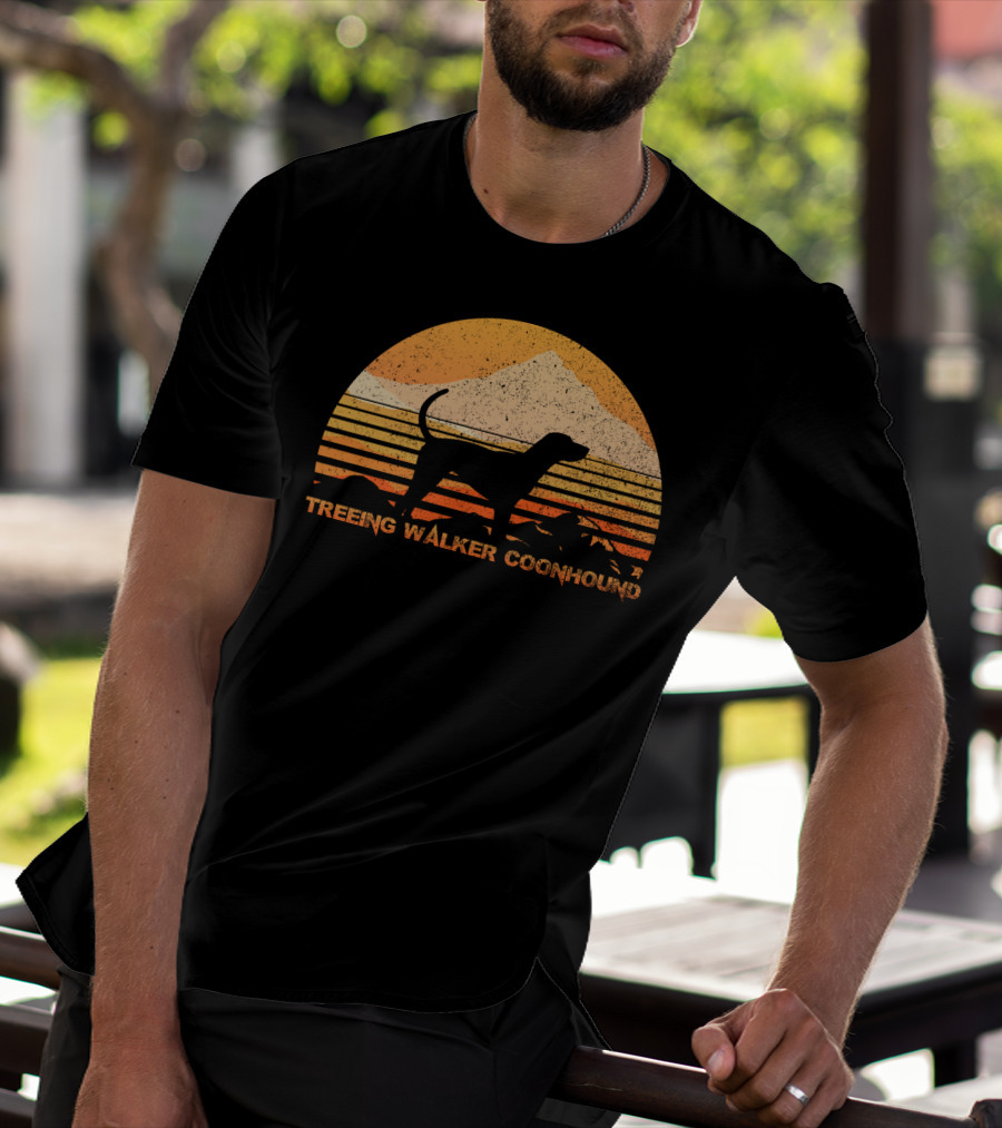 TREEING WALKER COONHOUND Retro Sunset T-Shirt