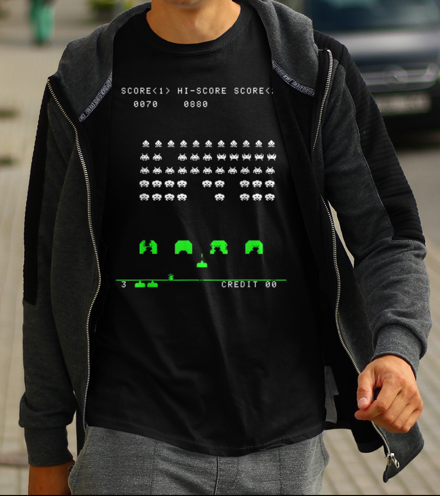Cool Space Nerd Invaders Score Screen Gaming Retro Classic T-Shirt