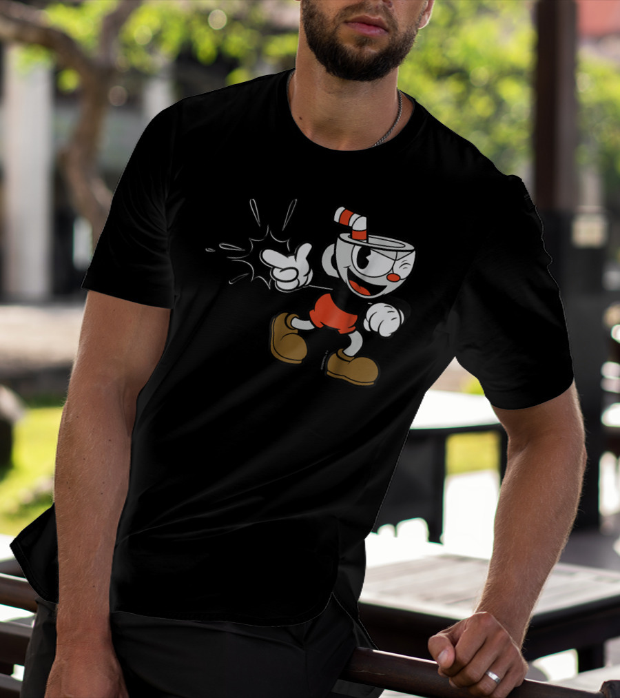 Cuphead Classic Wink Finger Snap Clap Iconic Pose T-Shirt