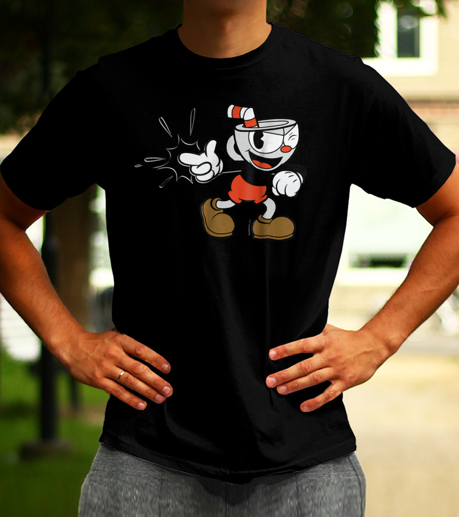 Cuphead Classic Wink Finger Snap Clap Iconic Pose T-Shirt