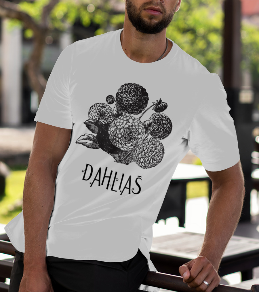 Dahlias Vintage Antique Floral Blooms T-Shirt