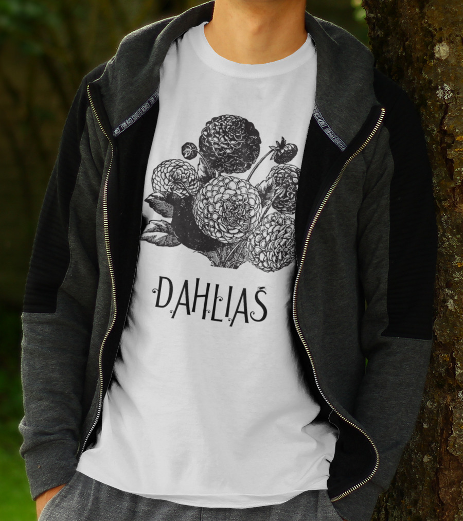 Dahlias Vintage Antique Floral Blooms T-Shirt