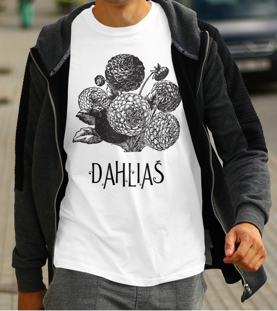 Dahlias Vintage Antique Floral Blooms T-Shirt