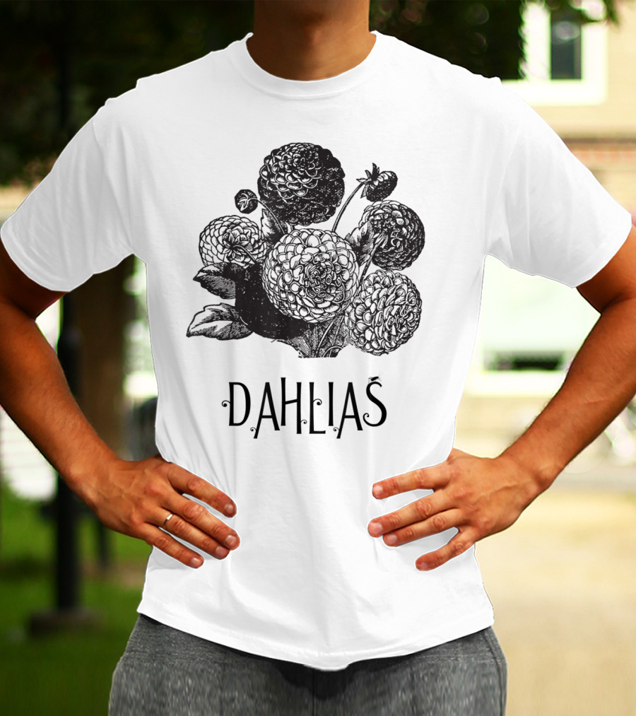 Dahlias Vintage Antique Floral Blooms T-Shirt