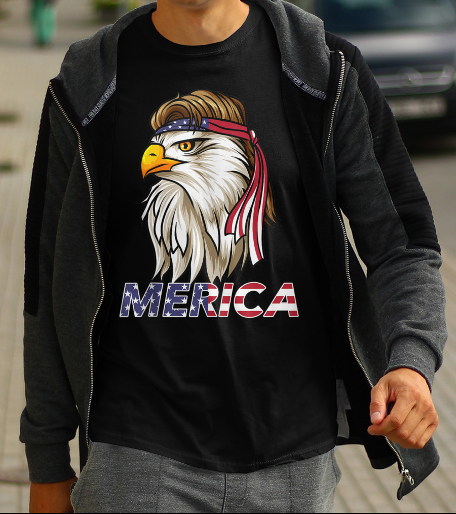 Bald Eagle Mullet Bandana Merica USA T-Shirt