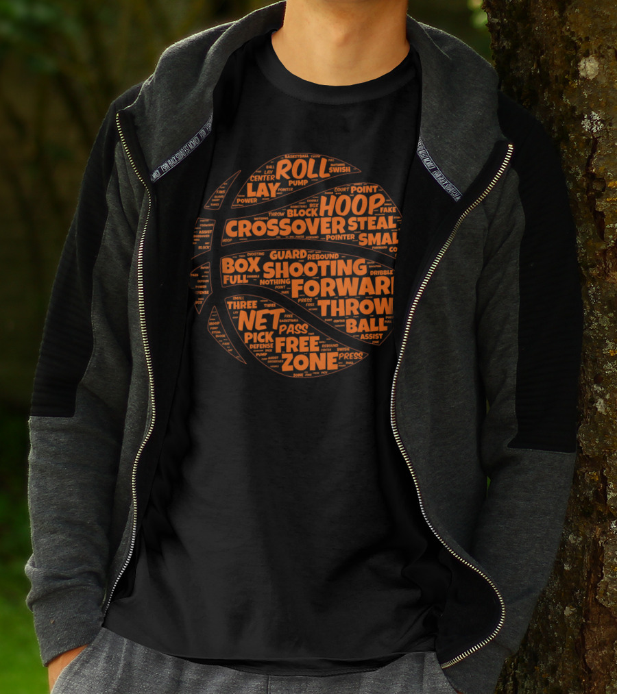 Basketball Sayings Typography In Orange Featuring Crossover Hoop Forward Play T-Shirt