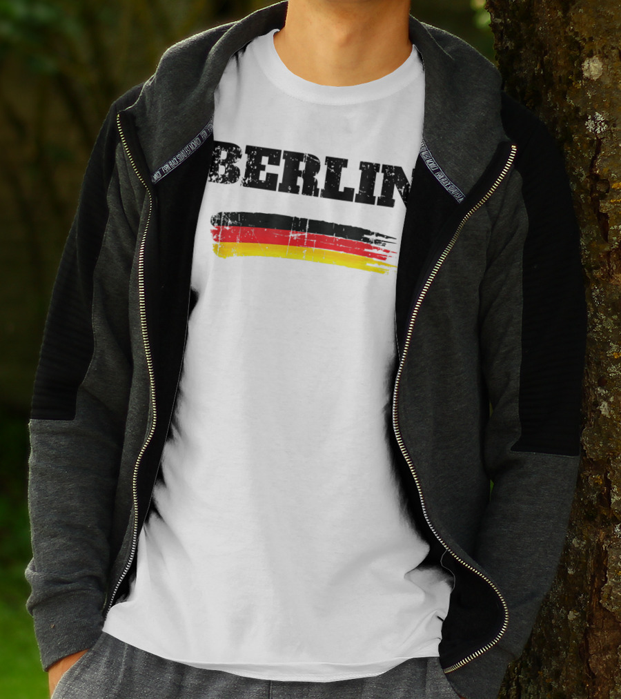 Berlin Germany Black Red Gold Flag Brushstroke T-Shirt