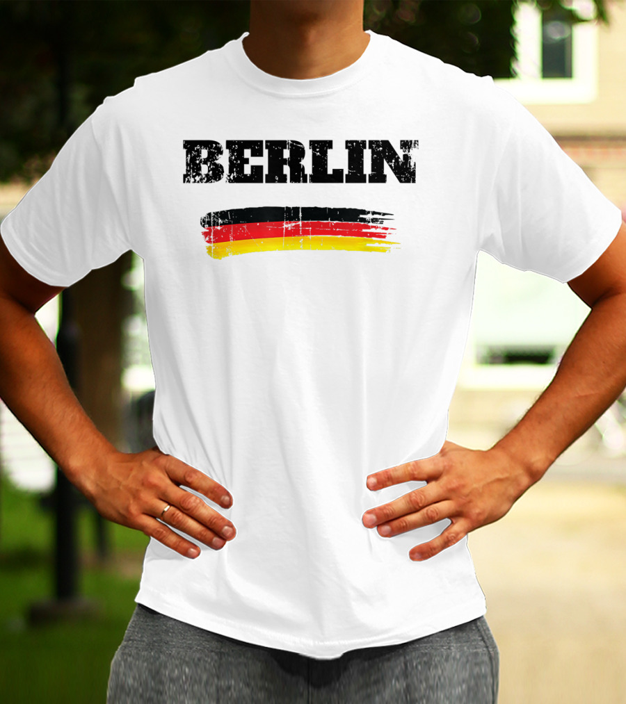 Berlin Germany Black Red Gold Flag Brushstroke T-Shirt