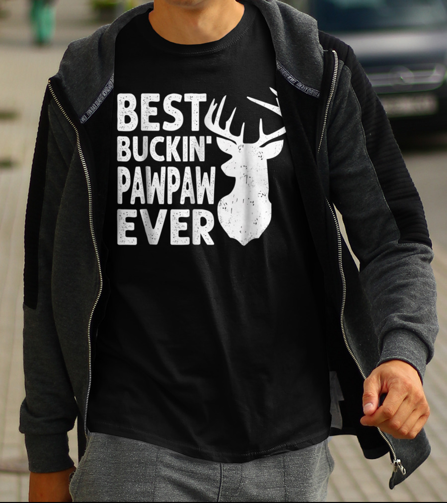 Best Buckin' Pawpaw Ever Deer Hunting Buckin' Deer Head T-Shirt
