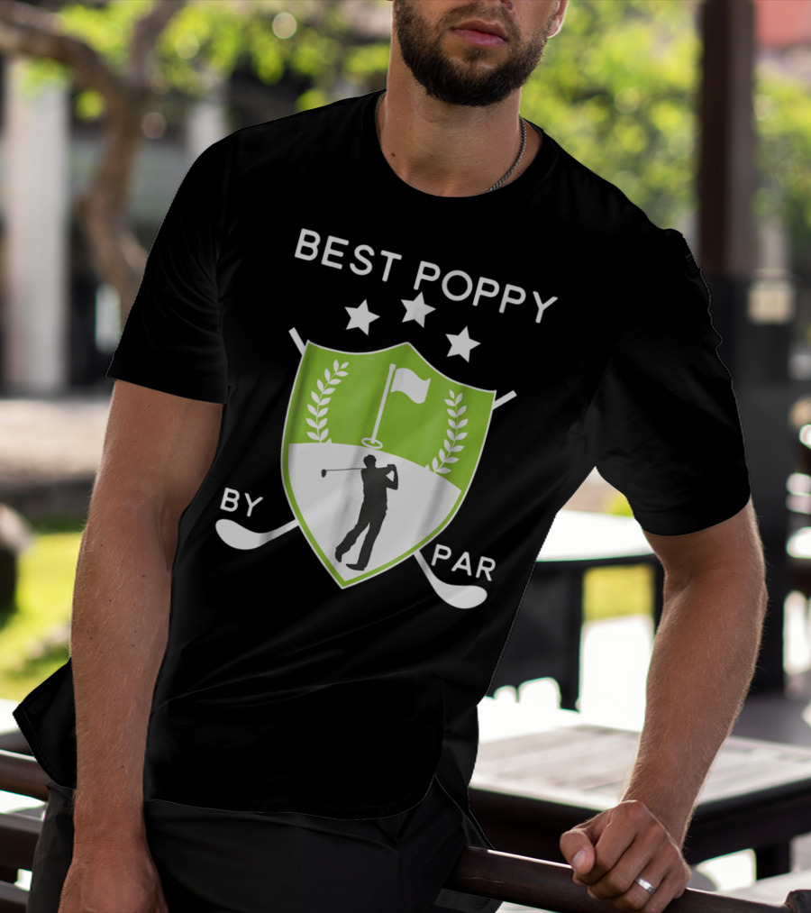 Best Poppy By Par Golf Golfer Crest Shield T-Shirt