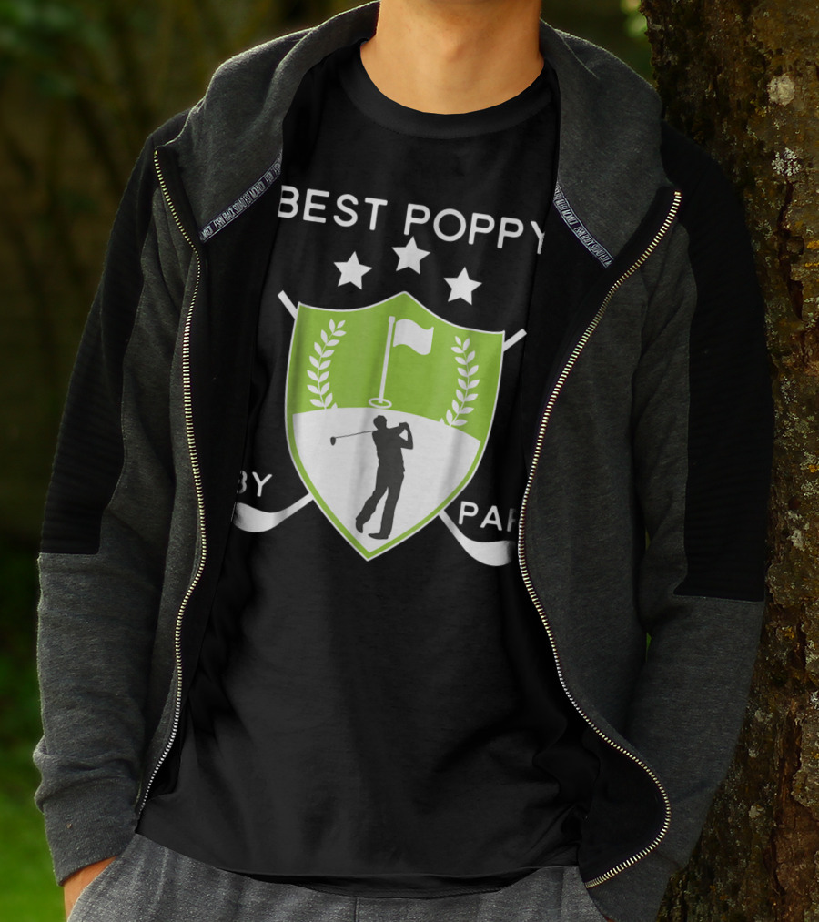 Best Poppy By Par Golf Golfer Crest Shield T-Shirt