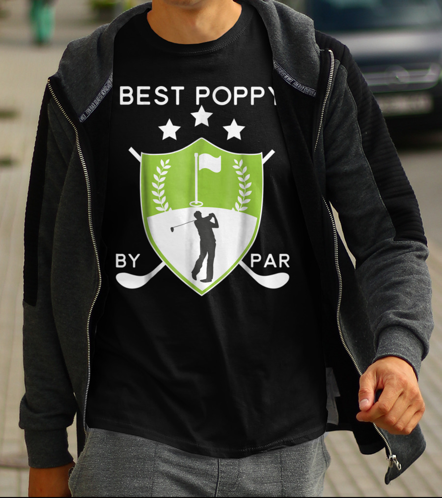 Best Poppy By Par Golf Golfer Crest Shield T-Shirt