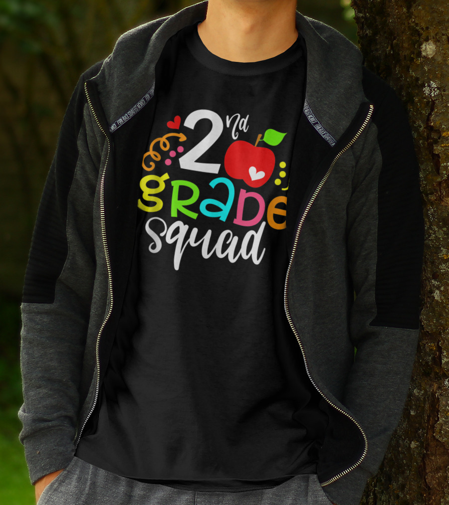 2nd Grade Squad Apple Graphic Second Grade Team T-Shirt