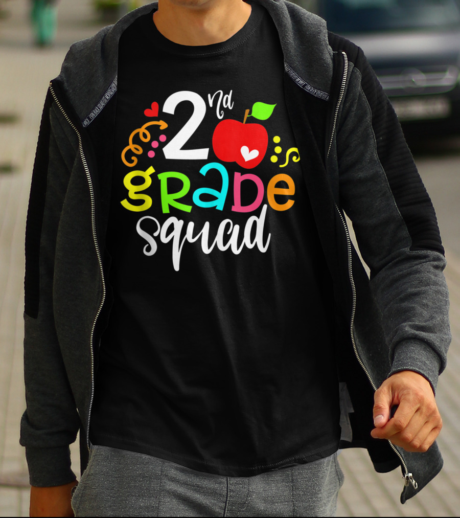2nd Grade Squad Apple Graphic Second Grade Team T-Shirt