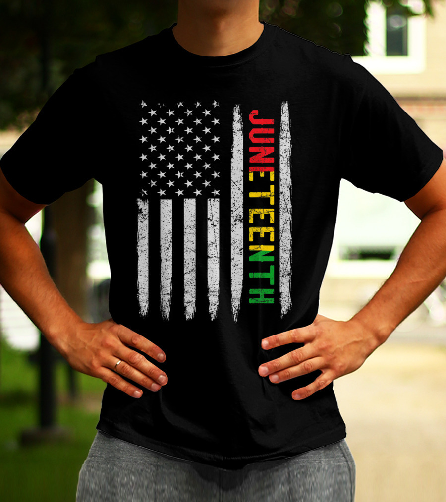African American Flag Black History Juneteenth Stripes Patriotic Colors T-Shirt