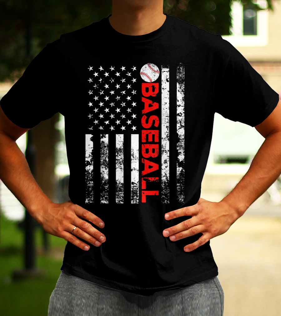 American Flag Baseball Stripes T-Shirt