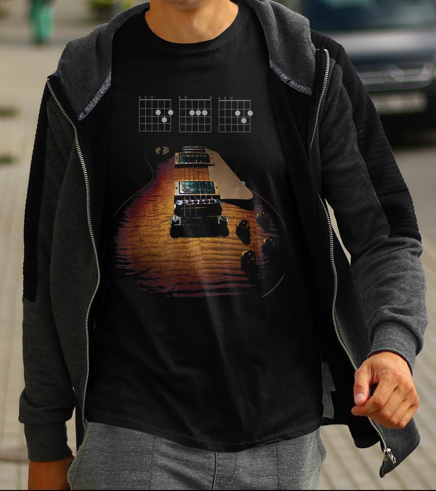 Dad Guitar Chord Diagram Les Paul Electric T-Shirt