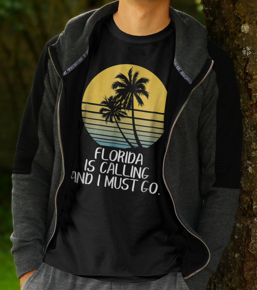 Florida Is Calling And I Must Go Tropical Sunset Beach Vacation T-Shirt
