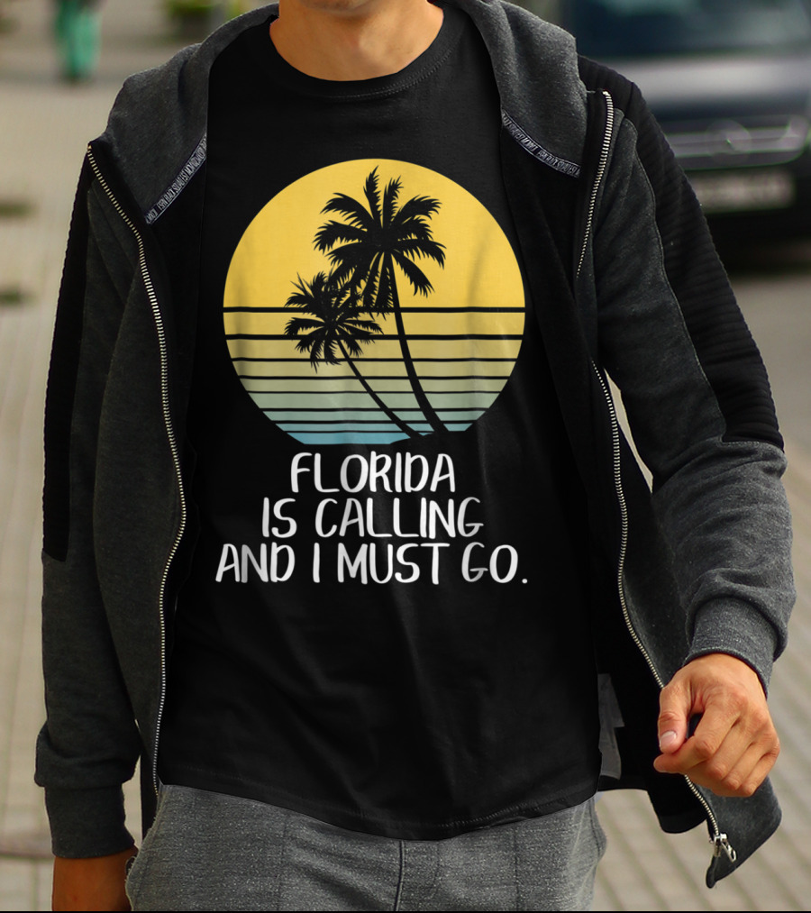 Florida Is Calling And I Must Go Tropical Sunset Beach Vacation T-Shirt