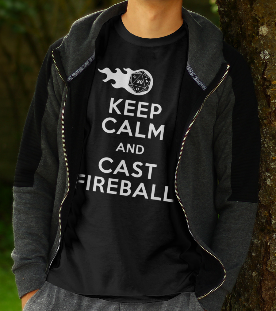 Keep Calm And Cast Fireball Dungeon Dragons Gaming Dice T-Shirt