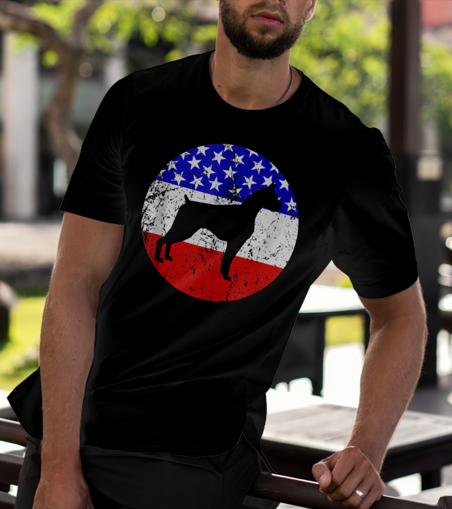 American Flag Vintage Boxer Dog T-Shirt
