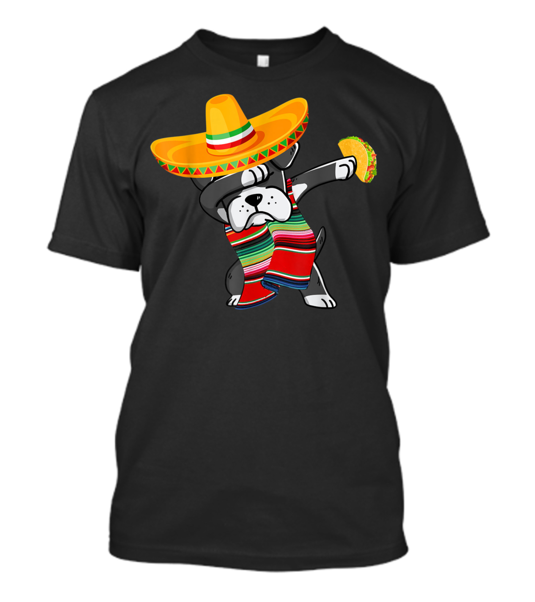 Boxer Dabbing Sombrero Taco Cinco De Mayo Dog T-Shirt