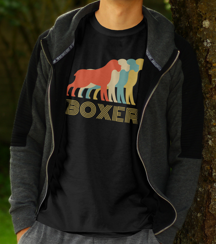 Boxer Dog Breed Vintage Colorful T-Shirt