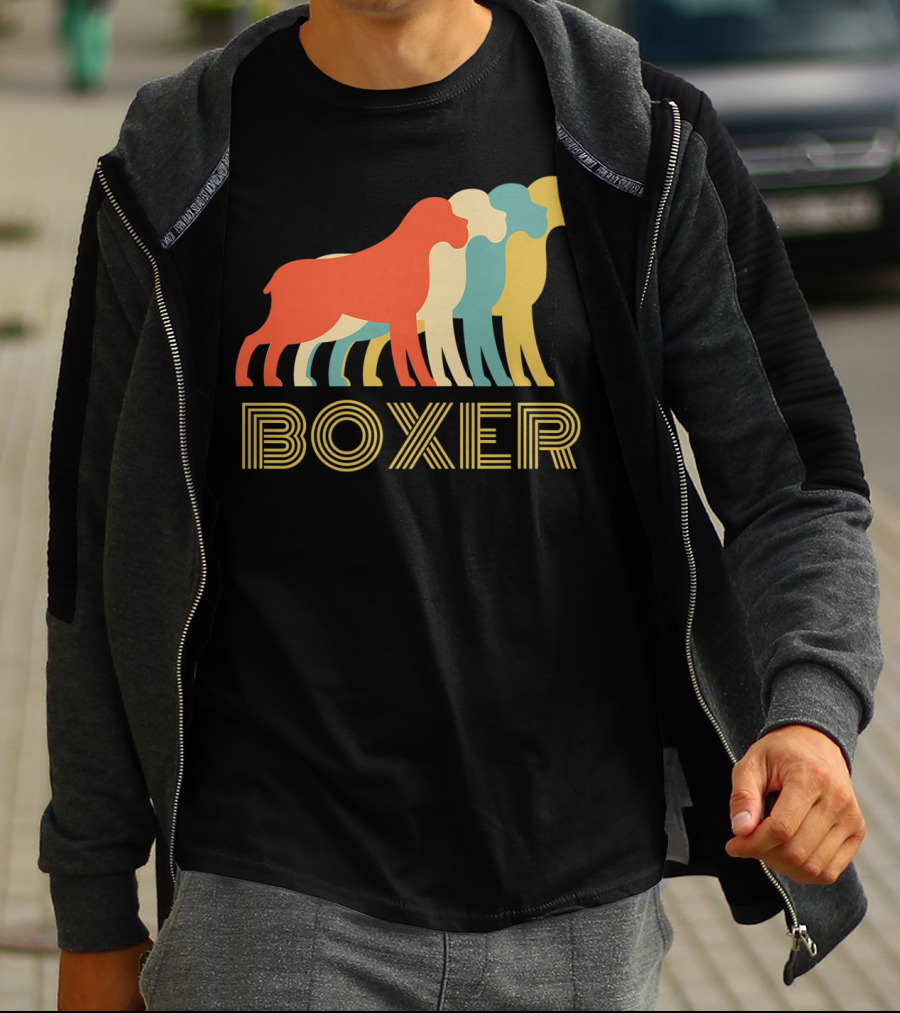 Boxer Dog Breed Vintage Colorful T-Shirt