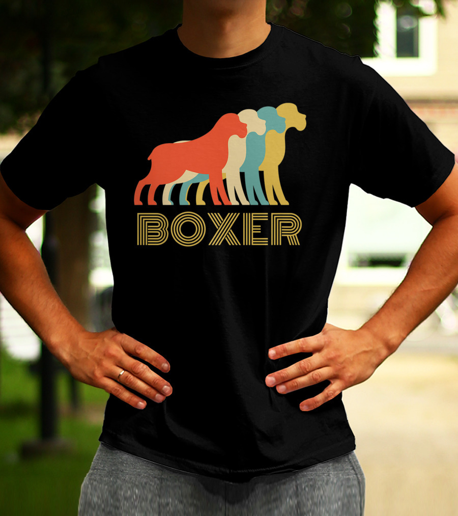 Boxer Dog Breed Vintage Colorful T-Shirt