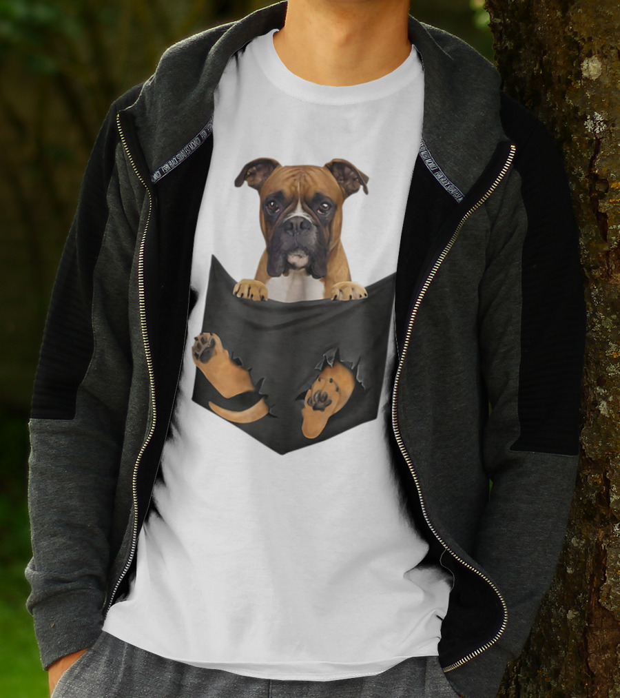 Boxer Puppy In Pocket Boxer Lover T-Shirt
