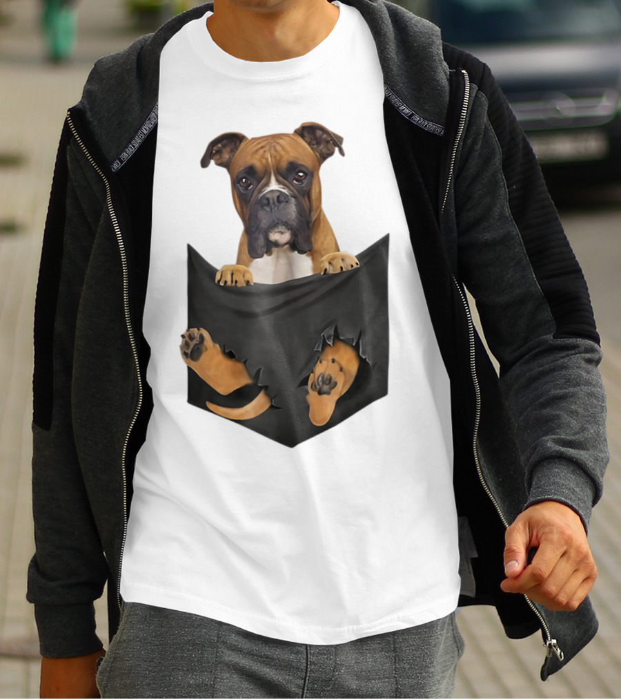 Boxer Puppy In Pocket Boxer Lover T-Shirt