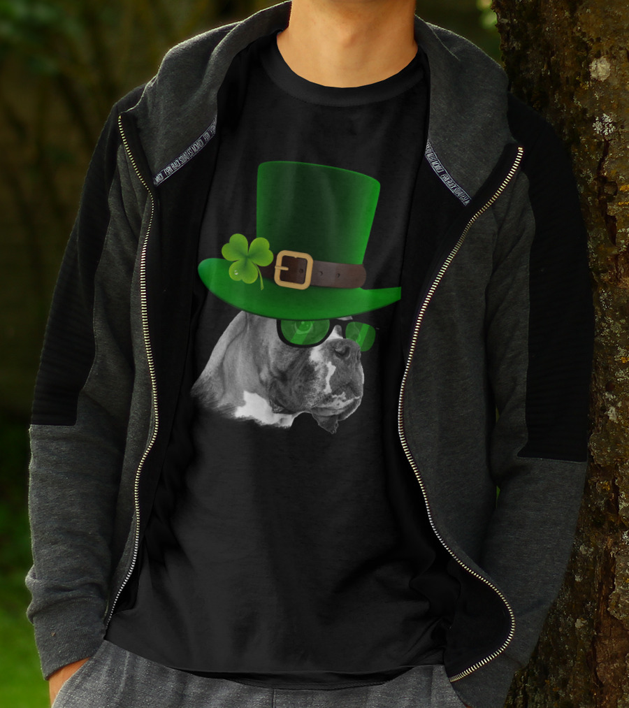 Boxer Dog St Patrick's Day Green Hat Shamrock T-Shirt