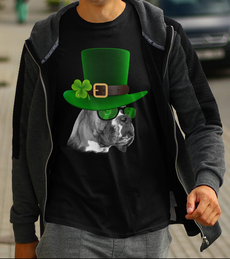 Boxer Dog St Patrick's Day Green Hat Shamrock T-Shirt