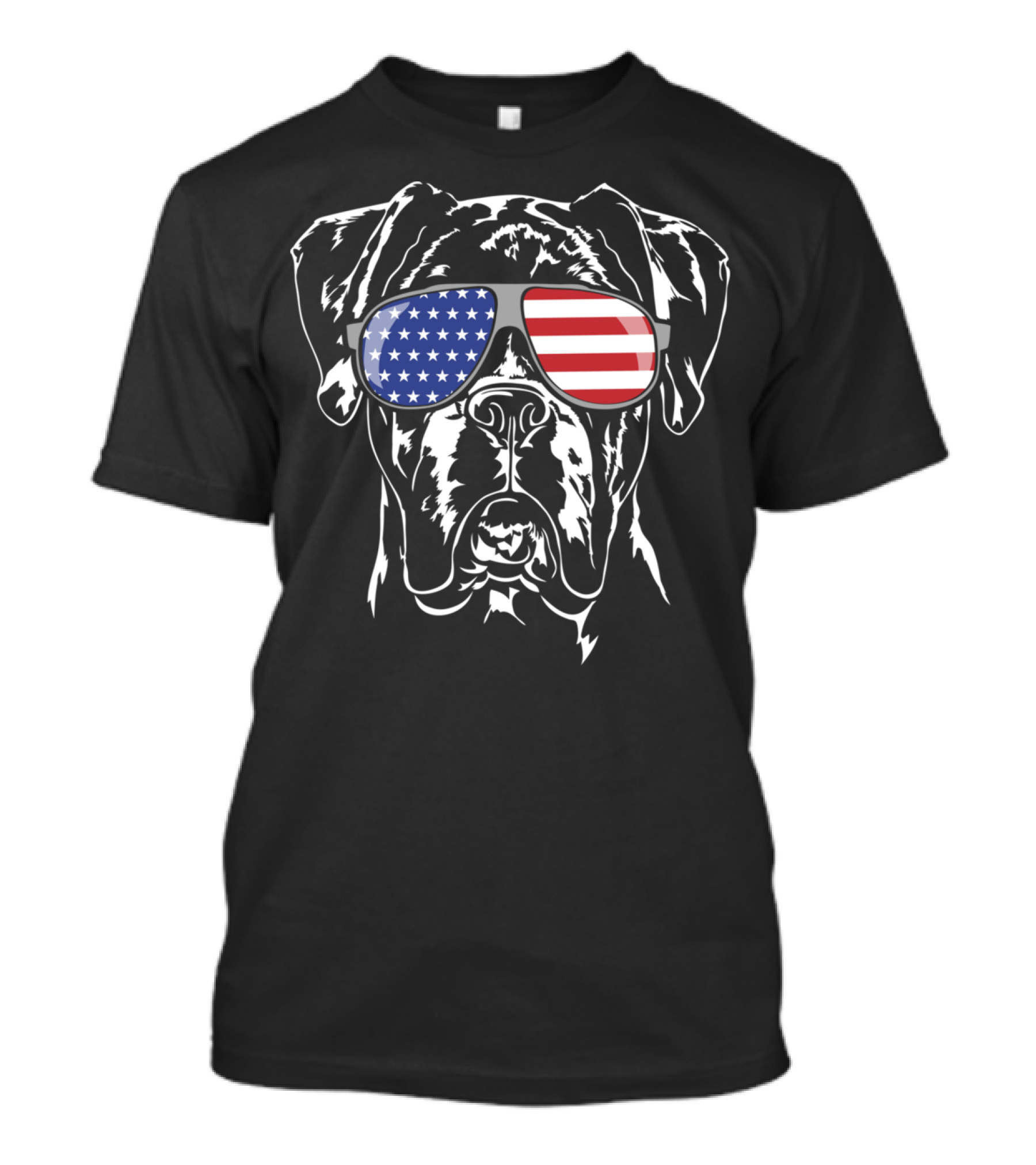 Funny American Flag Sunglasses Boxer Dog Pride T-Shirt