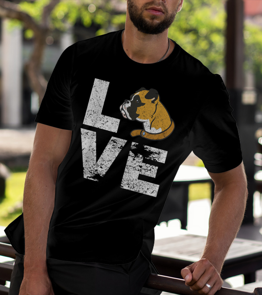 LOVE Boxer Dog Head Funny Dog Lovers T-Shirt