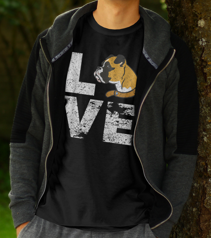 LOVE Boxer Dog Head Funny Dog Lovers T-Shirt