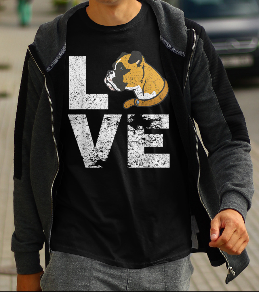 LOVE Boxer Dog Head Funny Dog Lovers T-Shirt