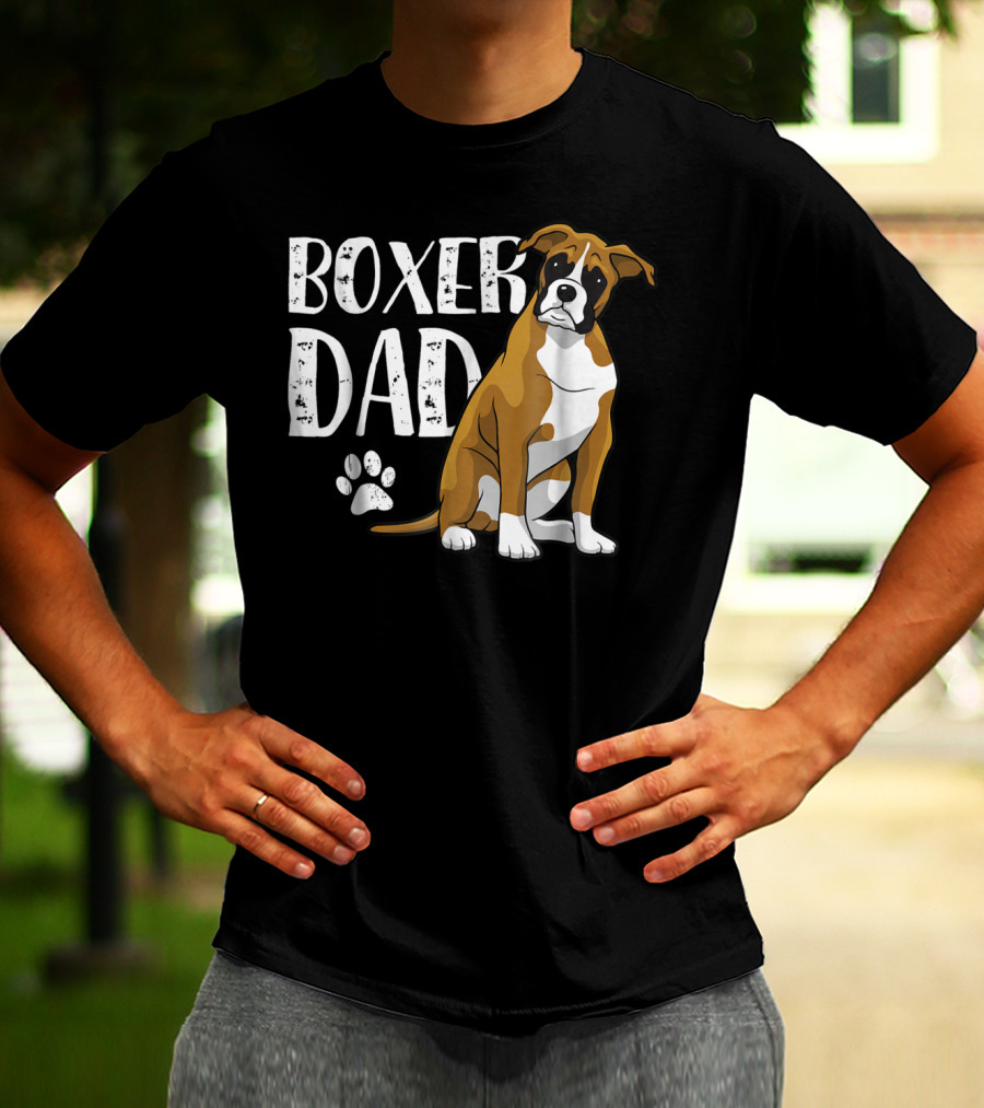 Boxer Dad Dog Paw T-Shirt