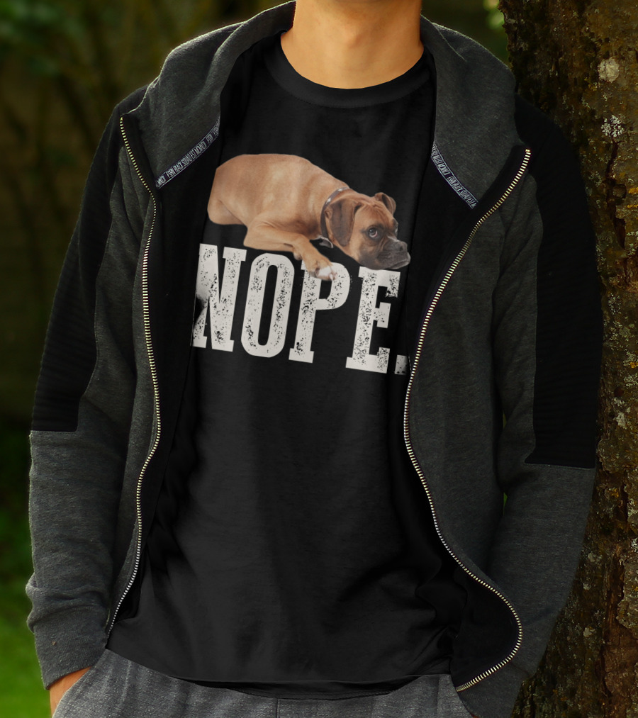 Nope Boxer Dog Laying Down T-Shirt
