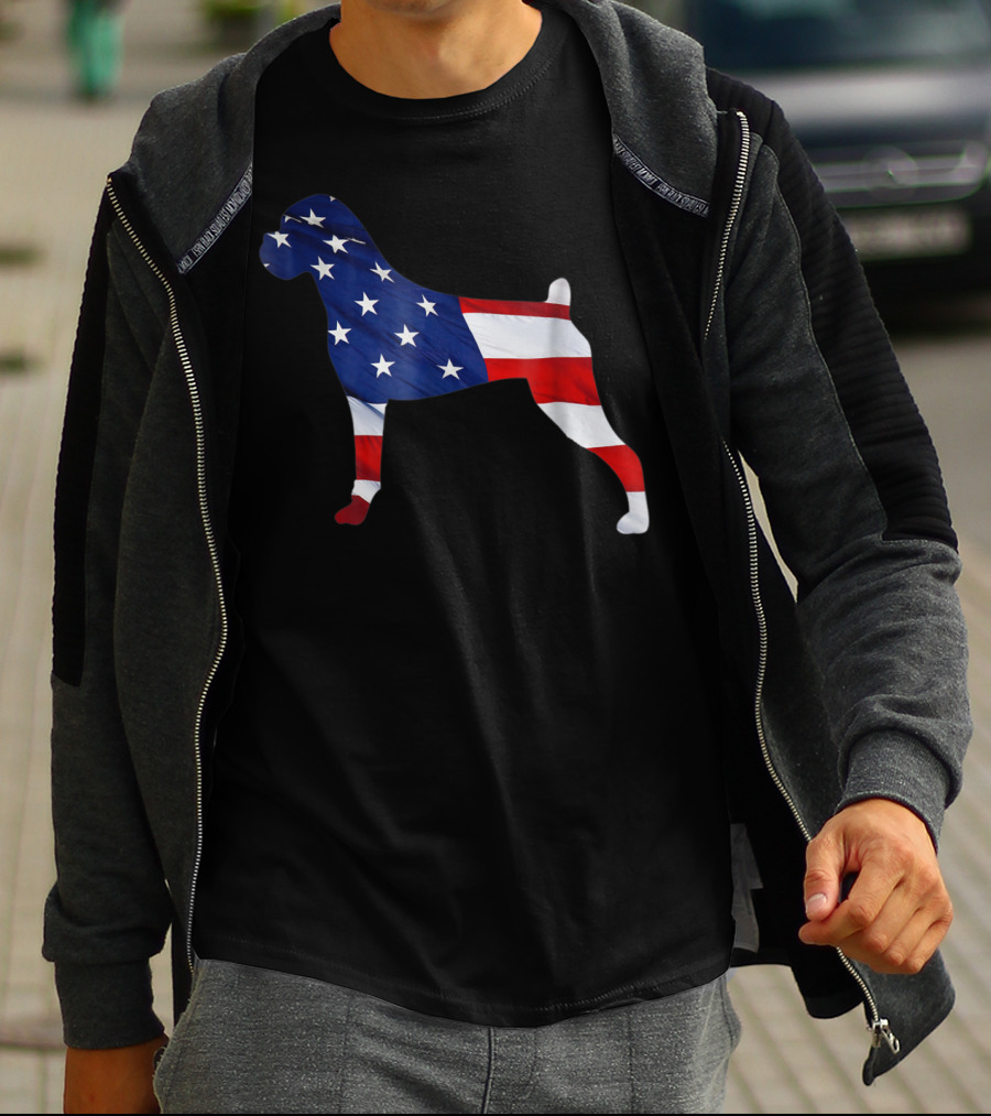 American Flag Boxer Dog Novelty T-Shirt