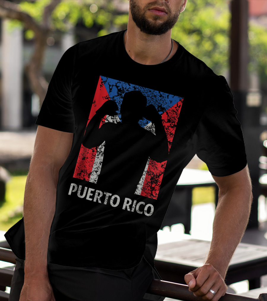 Puerto Rico Flag Boxer Silhouette Pride T-Shirt