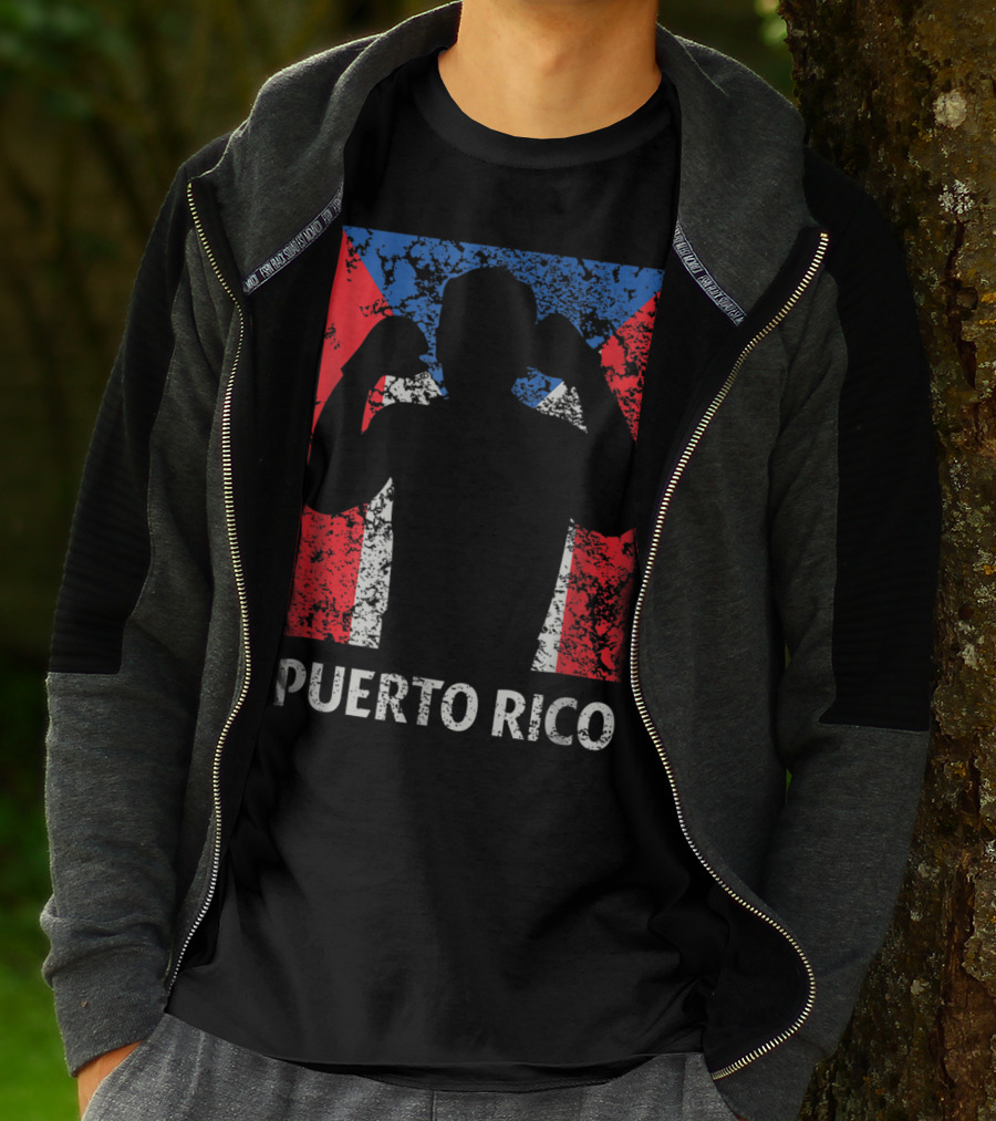 Puerto Rico Flag Boxer Silhouette Pride T-Shirt
