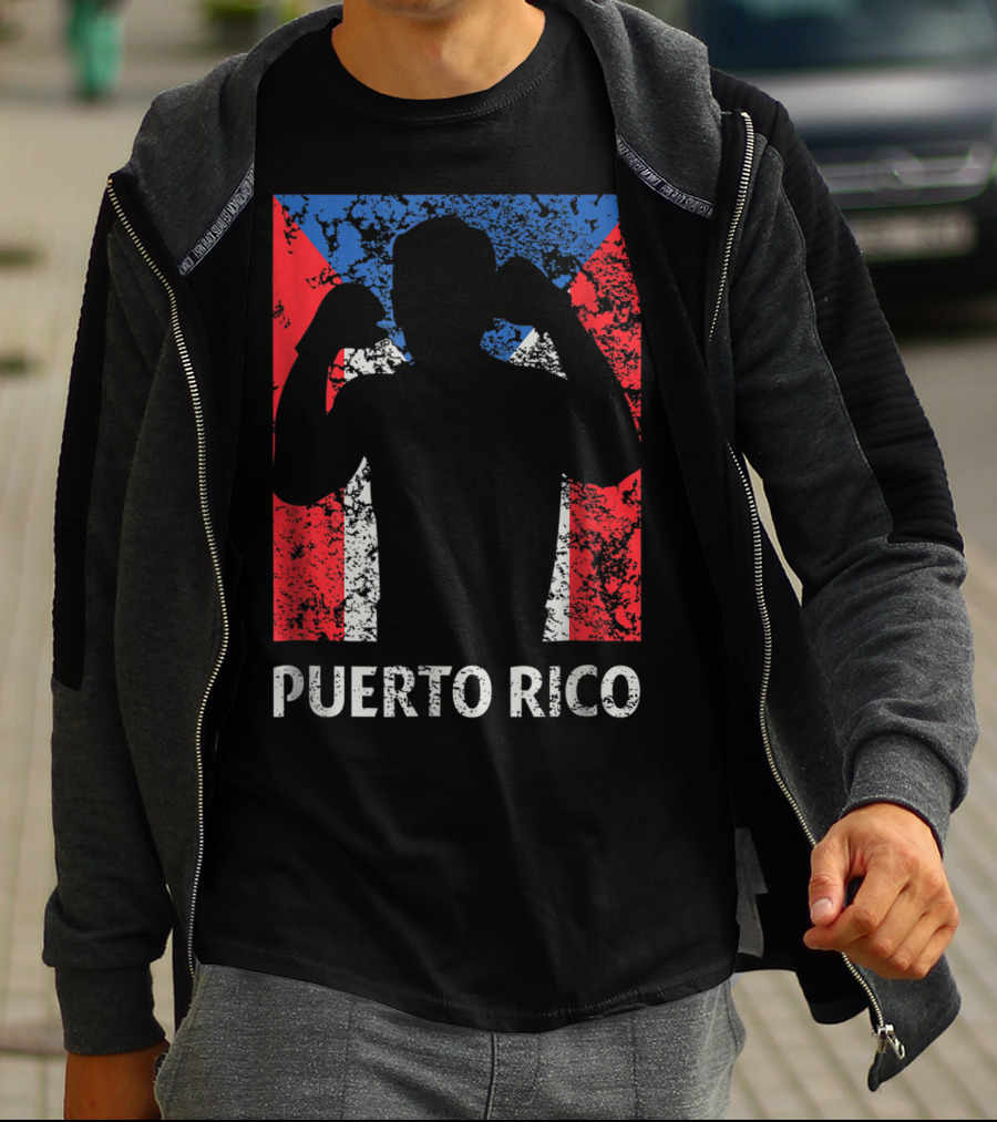 Puerto Rico Flag Boxer Silhouette Pride T-Shirt