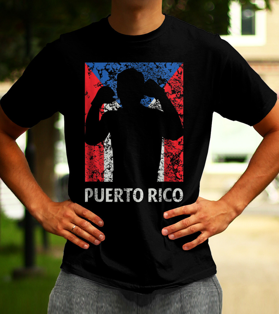 Puerto Rico Flag Boxer Silhouette Pride T-Shirt