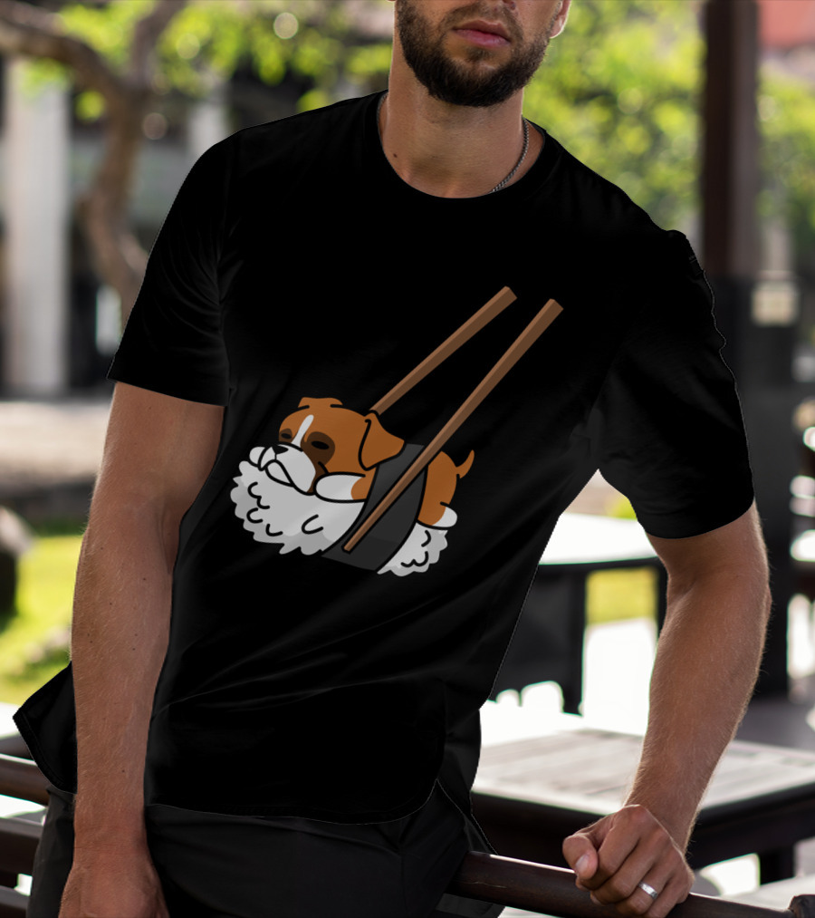 Boxer Dog Sushi With Funny Chopsticks T-Shirt