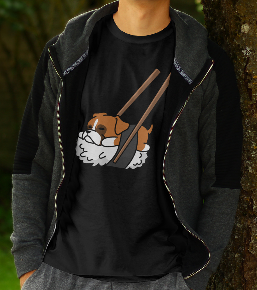 Boxer Dog Sushi With Funny Chopsticks T-Shirt