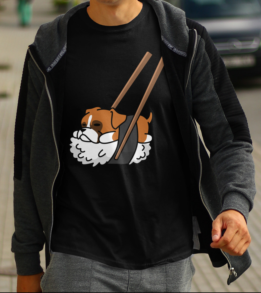 Boxer Dog Sushi With Funny Chopsticks T-Shirt