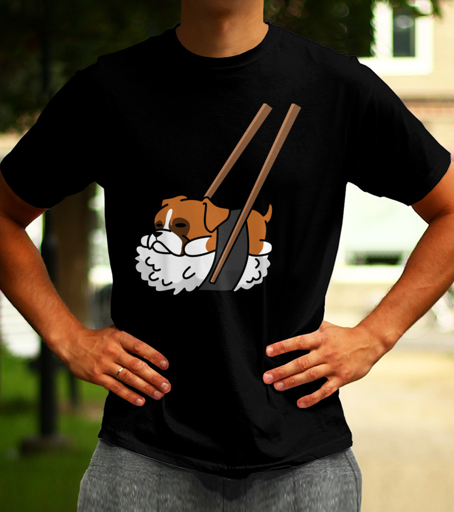 Boxer Dog Sushi With Funny Chopsticks T-Shirt