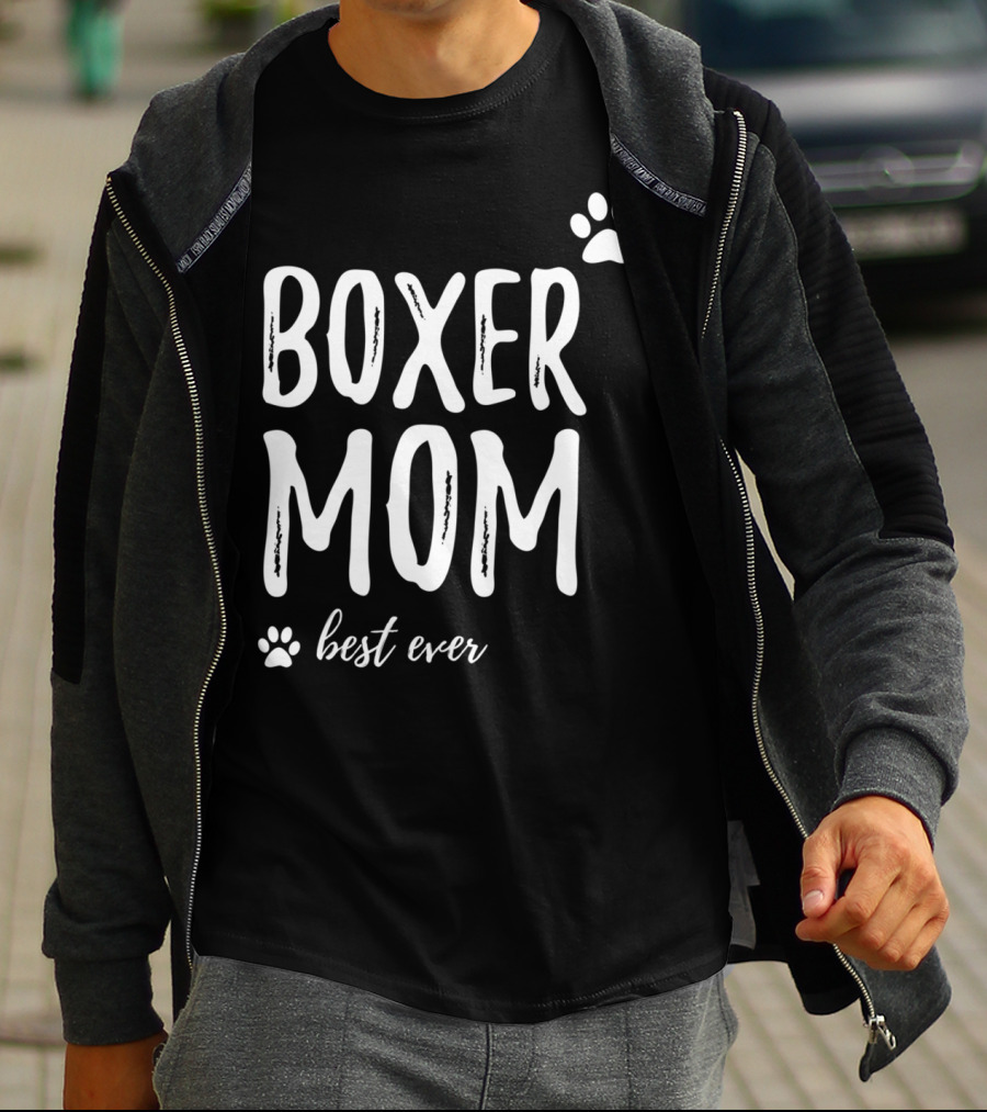 Boxer Mom Best Ever Boxer Dog Paw Prints T-Shirt
